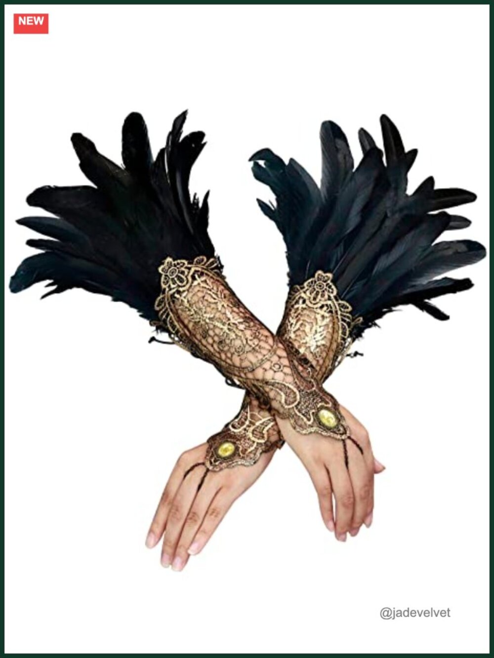 Lace Feather Long Gloves Victorian Cuffs Halloween Costume Accessories